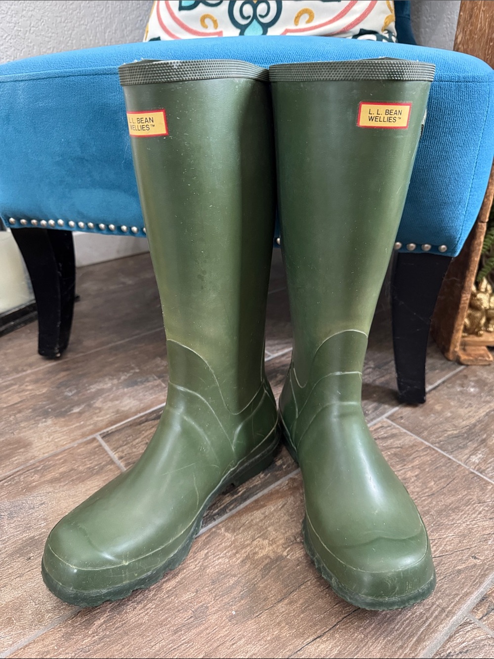 Vintage L.L. Bean Classic Green Wellies Rain Boots Made By Viking Askim